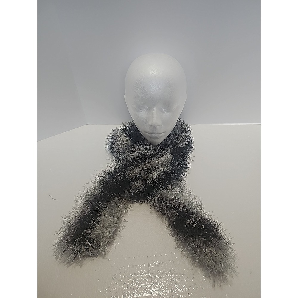Homemade Black‎ And White Fun Fur Scarf 48 Inch